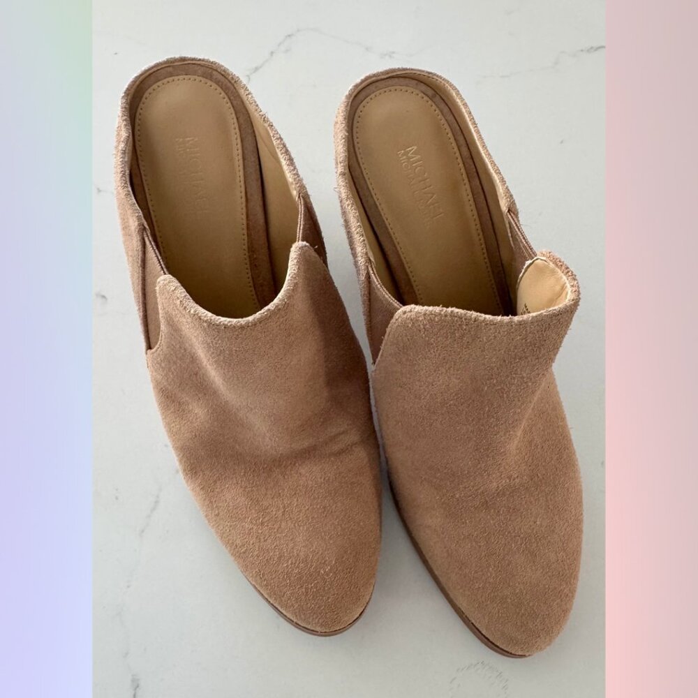 Michael Kors Tan Suede Heel Slip-Ons – Size 7.5